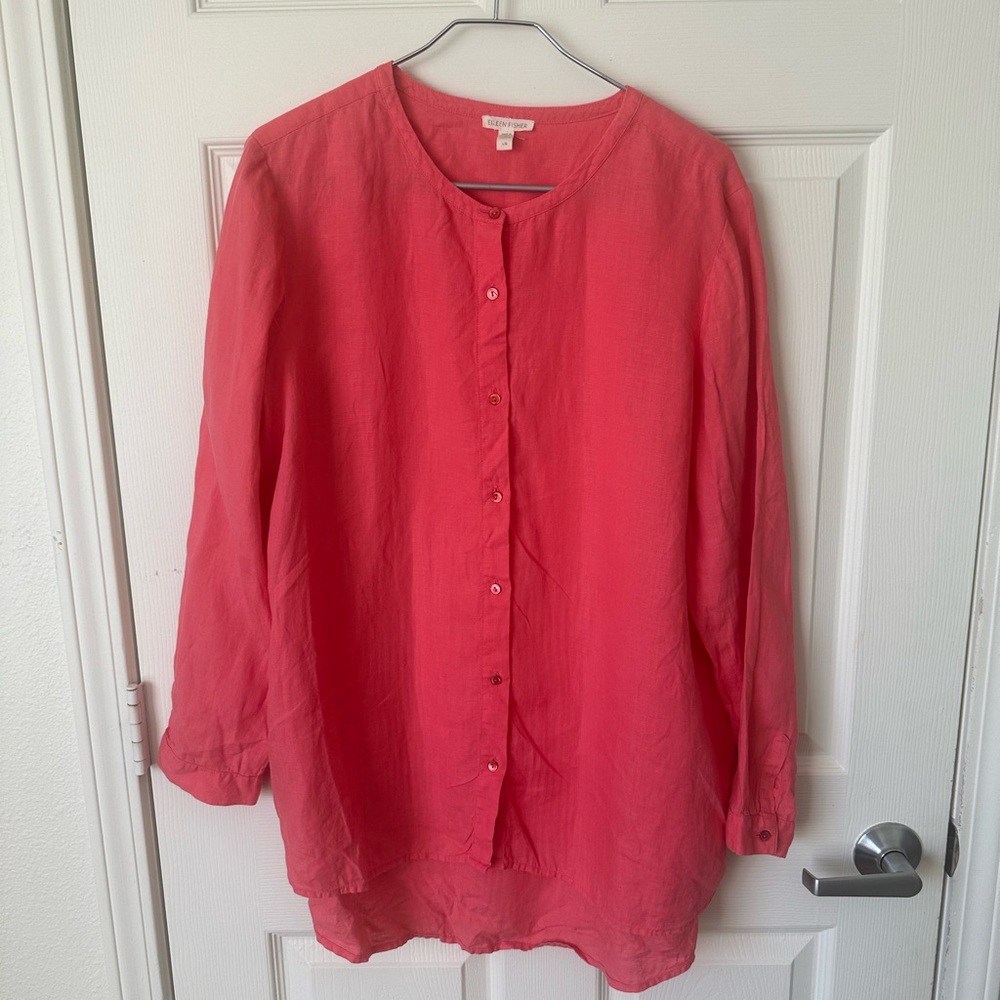 Eileen Fisher Coral Button-Down Shirt